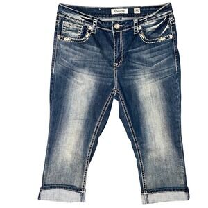 Charme Denim Cuffed Capris Women's 33 (36x22) Y2K‎ Contrast Stitching